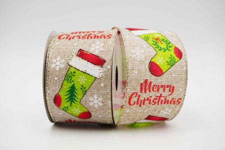 Cinta con alambre para calcetines navideños_KF6469GV-13_Natural
